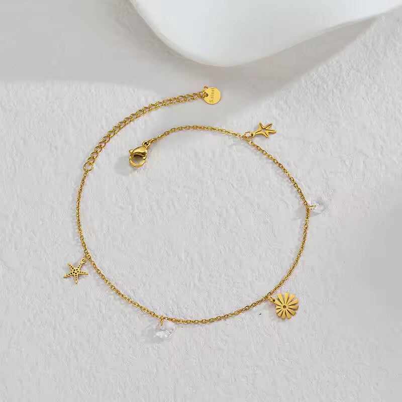 High-quality shell pearl bracelet stainless steel plated in gold